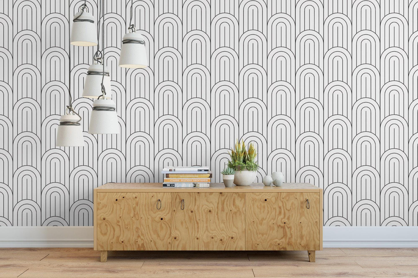 Geometric Black and White Wallpaper MW1400