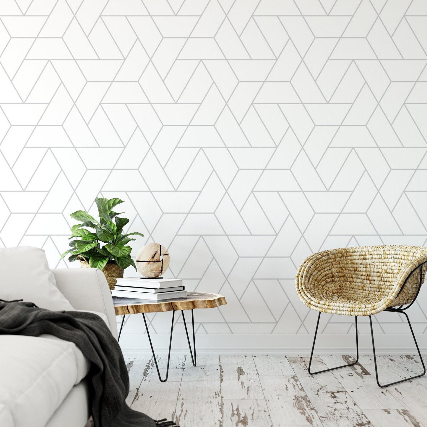 Simple Geometric Grid Style Wallpaper MW1344