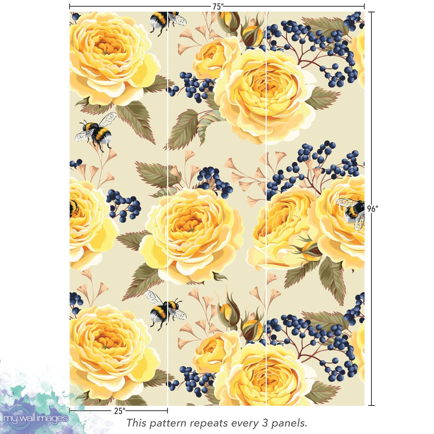 Yellow Roses Vintage Wallpaper MW1331