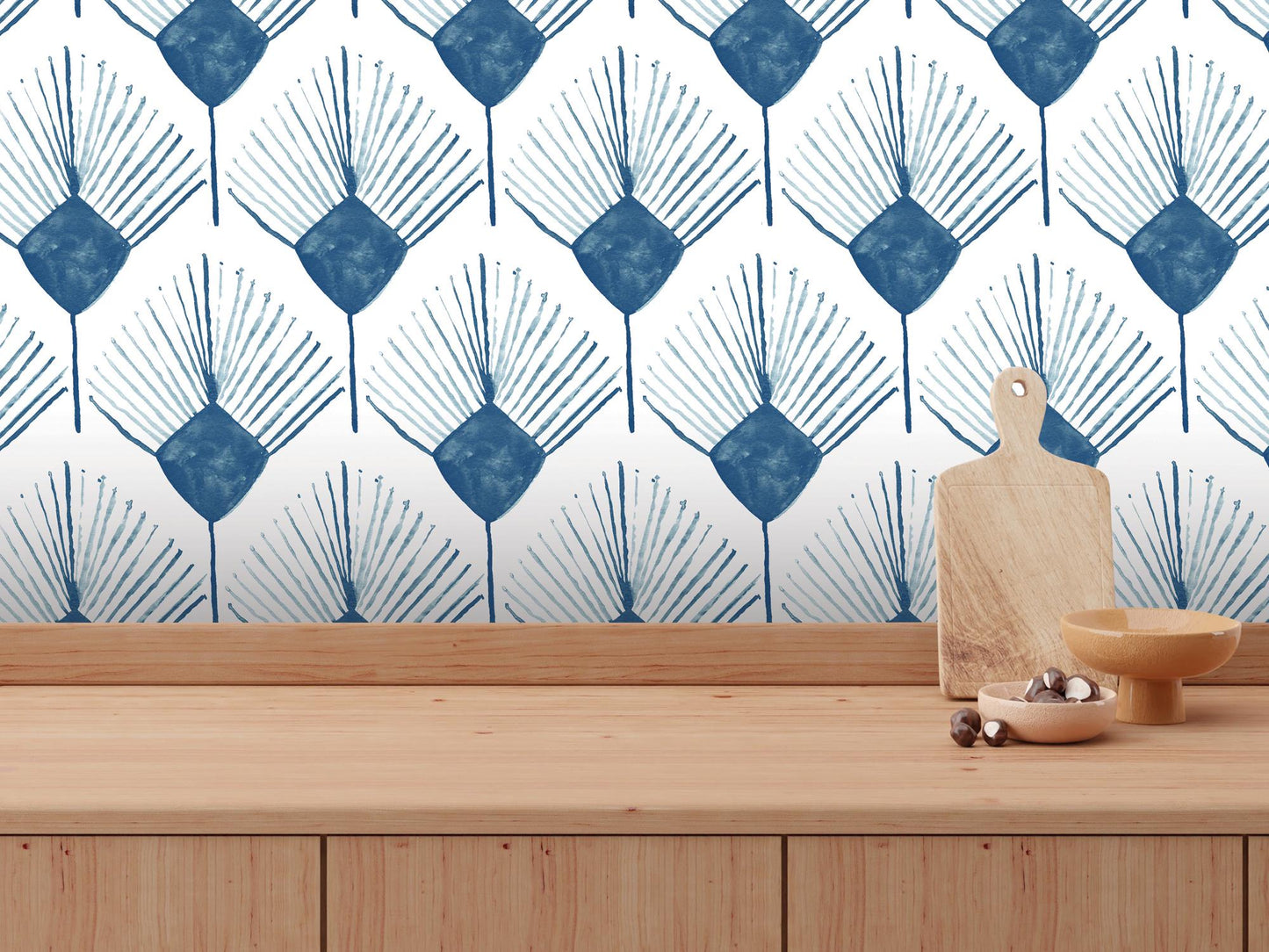 Navy Blue Boho Spray Removable Wallpaper, Wall Art, Peel and Stick Wallpaper, Wall Decor, Accent Wall, Modern Decor, Cowgirl Core MW2047