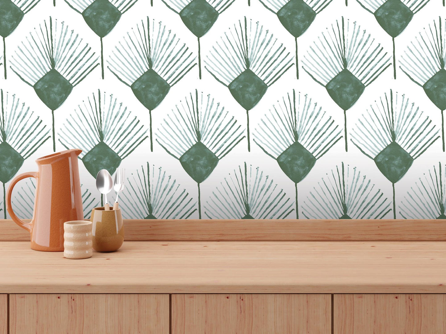 Olive Green Boho Spray Removable Wallpaper, Wall Art, Peel and Stick Wallpaper, Wall Decor, Accent Wall, Modern Decor, Cowgirl Core MW2049