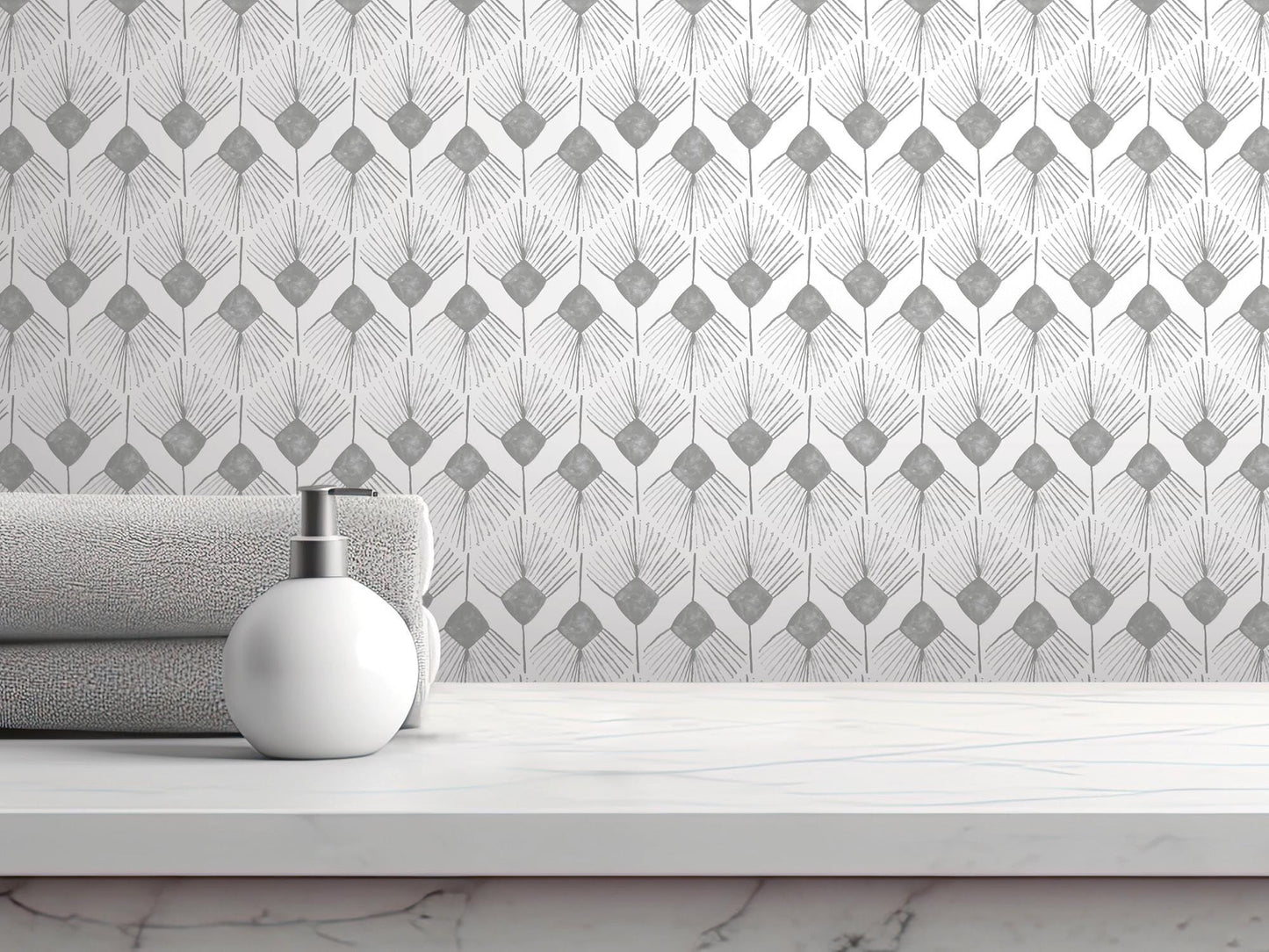 Soft Gray Zig Zag Boho Removable Wallpaper, Wall Art, Peel and Stick Wallpaper, Wall Decor, Accent Wall, Modern Decor, Watercolor MW2065