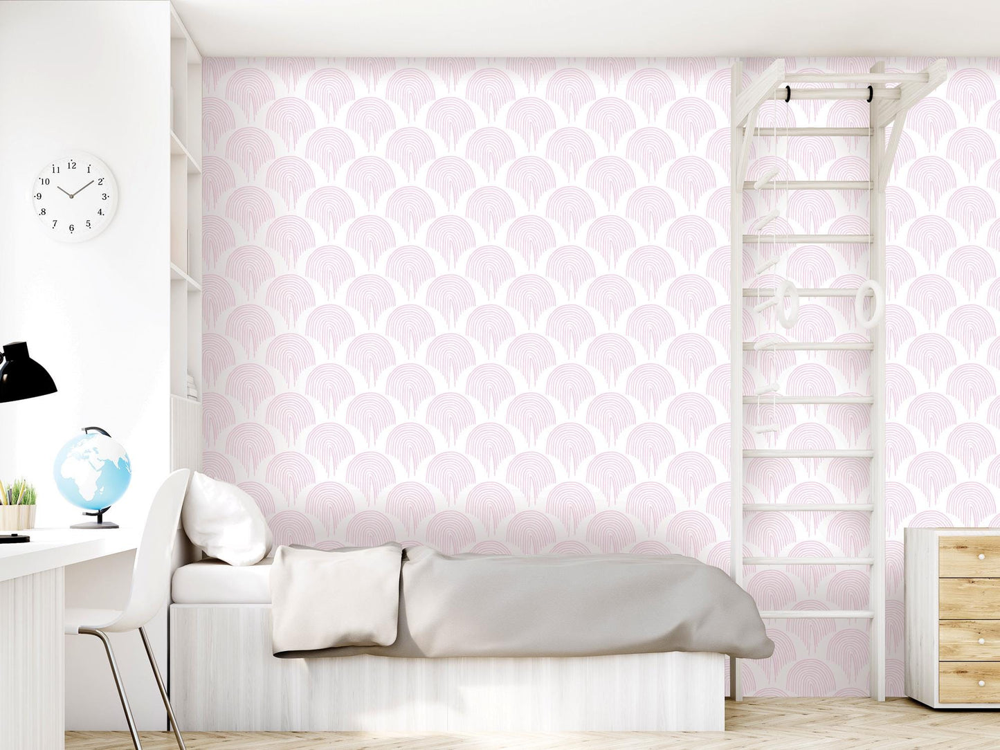 Pink Boho Floating Rainbow Removable Wallpaper, Wall Art, Peel and Stick Wallpaper, Wall Decor, Girls Room, Nursery Decor, Bathroom, MW2109