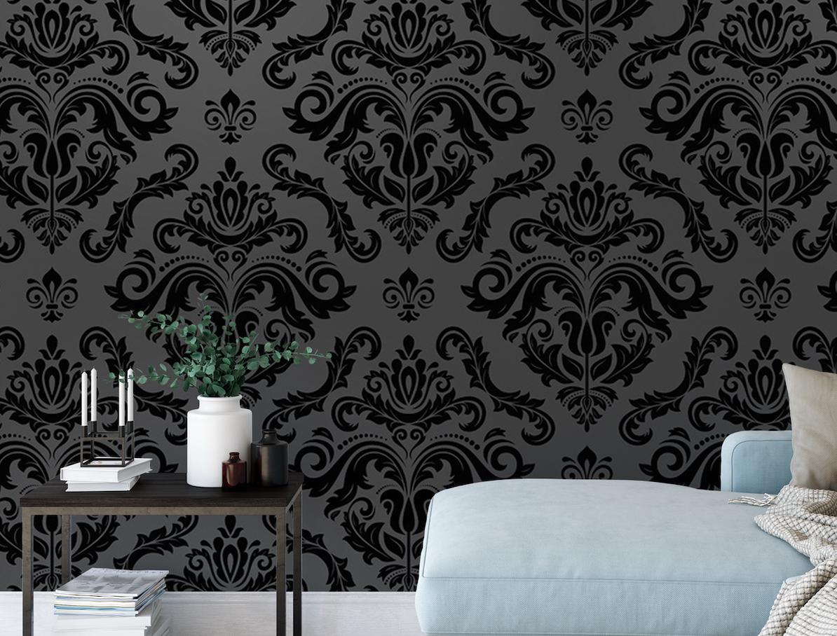 Vintage Dark Damask Wallpaper MW1547