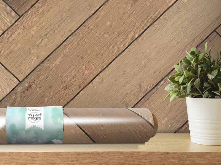 Large Wide Faux Wood Herringbone Wallpaper MW1683lg