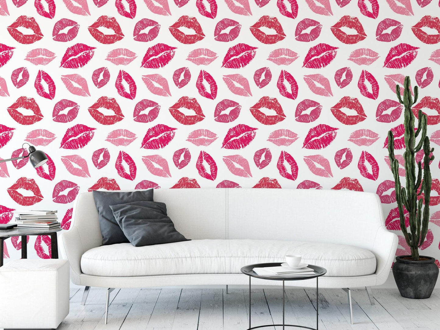Pink and Red Kisses Lips Wallpaper MW1258