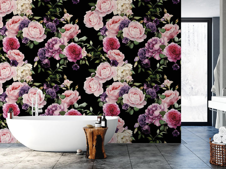 Bold Pink Floral Wallpaper - Peel and Stick Wallpaper - Home Decor - Wall Mural - Wall Floral Art - Removable Wallpaper - MW1343