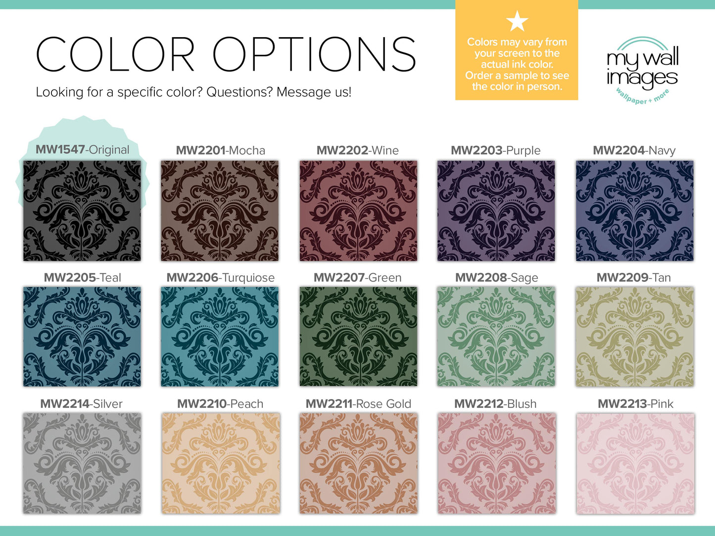 Vintage Dark Damask Wallpaper MW1547