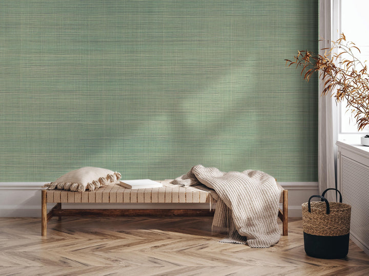 Sage Faux Grasscloth Peel and Stick Wallpaper - Natural Wall Covering - Wall Mural - Removable Wallpaper - Wall Decor - Accent Wall - MW2141
