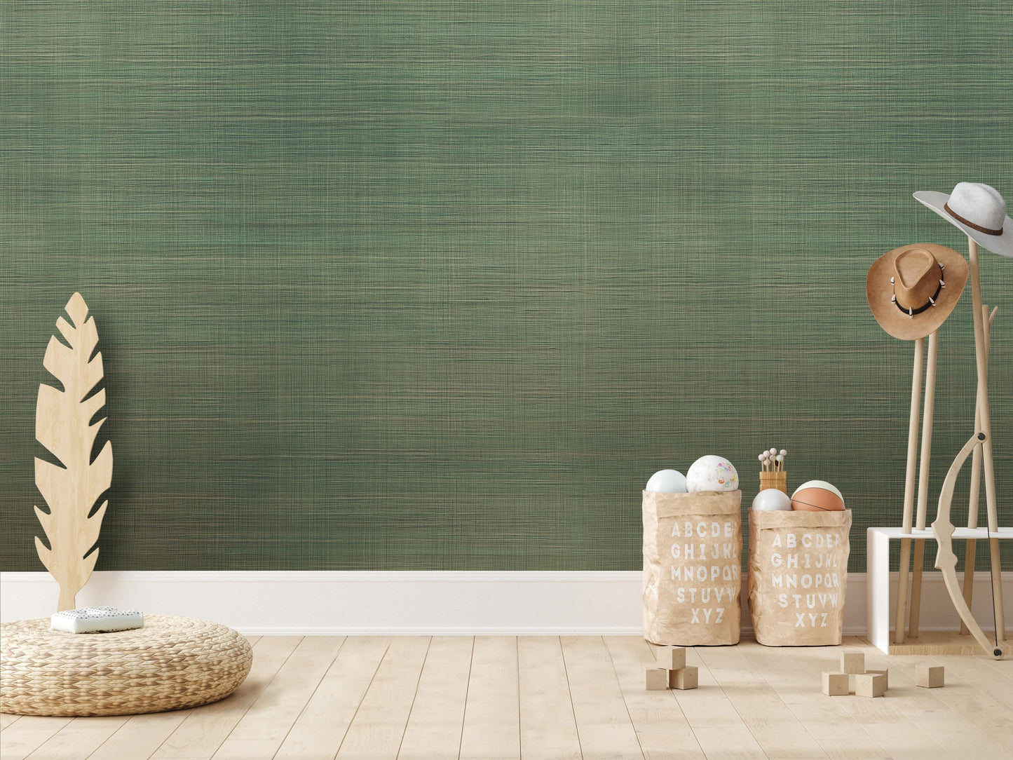 Moss Faux Grasscloth Peel and Stick Wallpaper - Natural Wall Covering - Wall Mural - Removable Wallpaper - Wall Decor - Accent Wall - MW2140