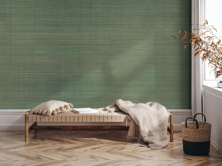 Moss Faux Grasscloth Peel and Stick Wallpaper - Natural Wall Covering - Wall Mural - Removable Wallpaper - Wall Decor - Accent Wall - MW2140