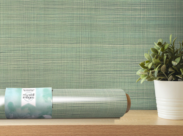 Sage Faux Grasscloth Peel and Stick Wallpaper - Natural Wall Covering - Wall Mural - Removable Wallpaper - Wall Decor - Accent Wall - MW2141