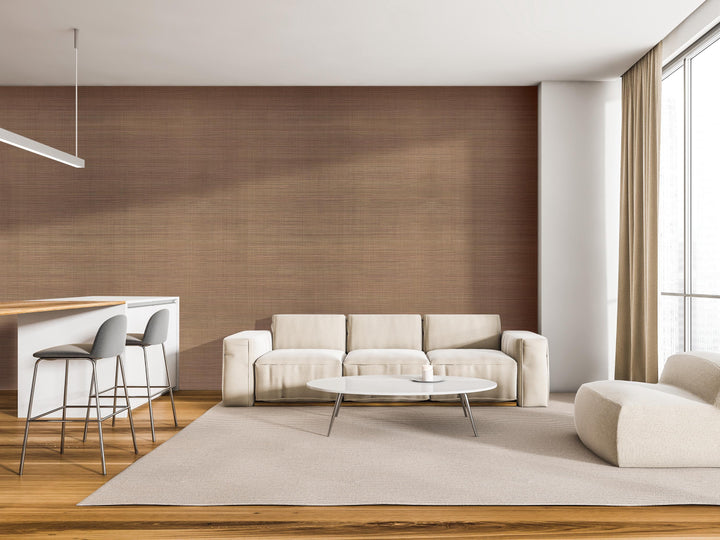 Caramel Faux Grasscloth Peel and Stick Wallpaper - Natural Wall Covering - Wall Mural - Removable Wallpaper - Wall Decor, Accent - MW2144