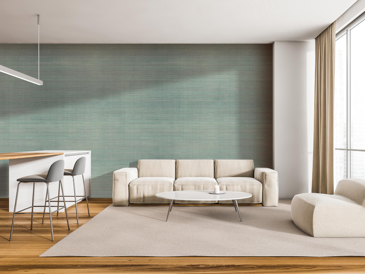Light Sage Faux Grasscloth Peel and Stick Wallpaper - Natural Wall Covering - Wall Mural - Removable Wallpaper - Wall Decor, Accent - MW2142