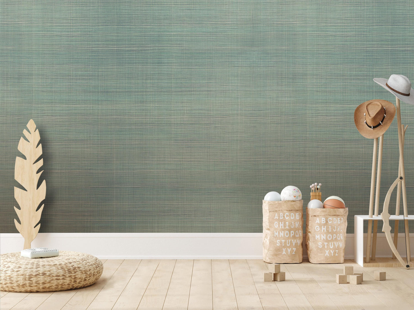 Light Sage Faux Grasscloth Peel and Stick Wallpaper - Natural Wall Covering - Wall Mural - Removable Wallpaper - Wall Decor, Accent - MW2142