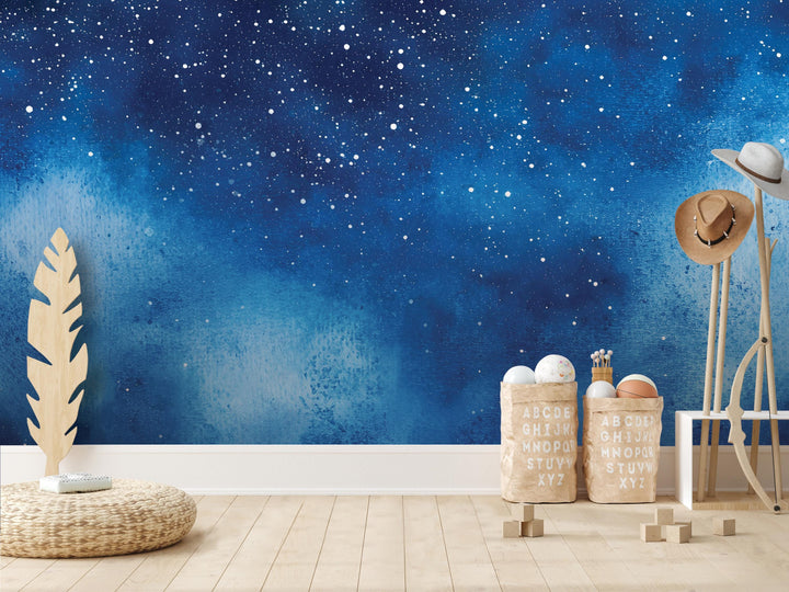 NEW! Watercolor Starry Night Sky Wall Mural - Peel and Stick, Unpasted, or Pre-pasted Wallpaper - Starry Night Mural - Outer Space - MW2243