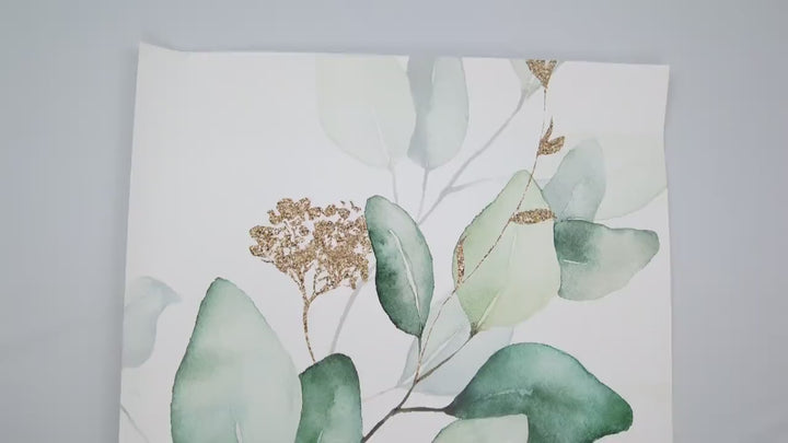 Green and Gold Eucalyptus Leaf Wallpaper MW1316MED