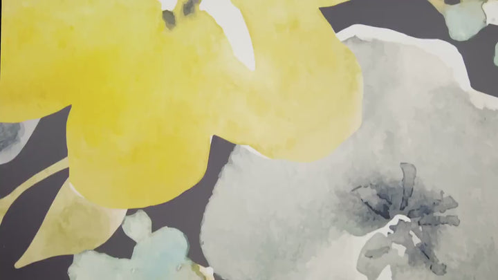 Watercolor Gray & Yellow Floral Wallpaper MW1042