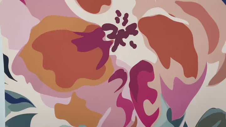Bold Pink and Orange Flowers Wallpaper MW1031