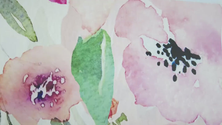 Large Blushing Watercolor Flower Blooms Wallpaper MW1037XL