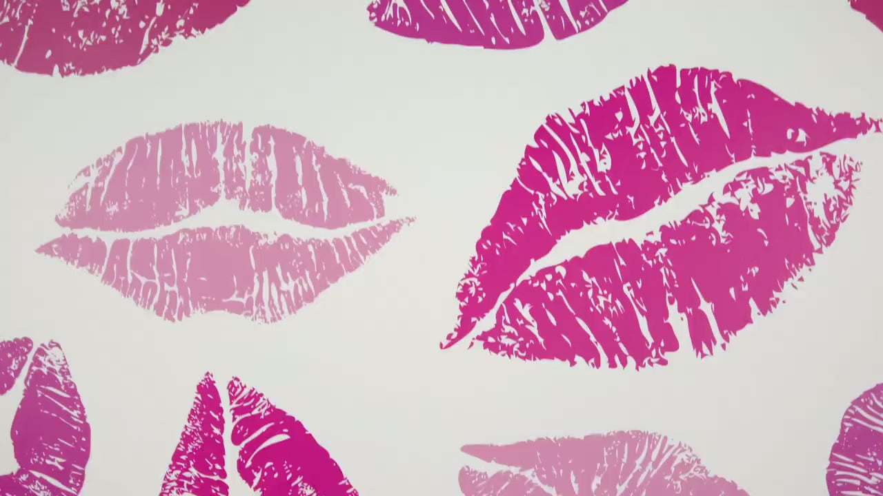 Pink and Red Kisses Lips Removable Wallpaper, Wall Art, Peel and Stick Wallpaper, Mural, Accent Wall, Salon, MW1258